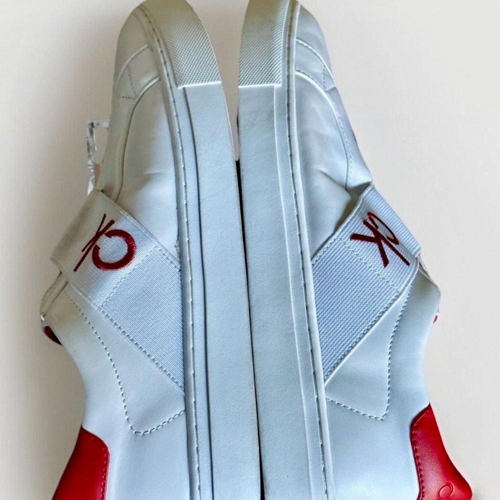 Calvin Klein White and Red Slip-On Loafers Men 9 Women 7 - Picture 7 of 12